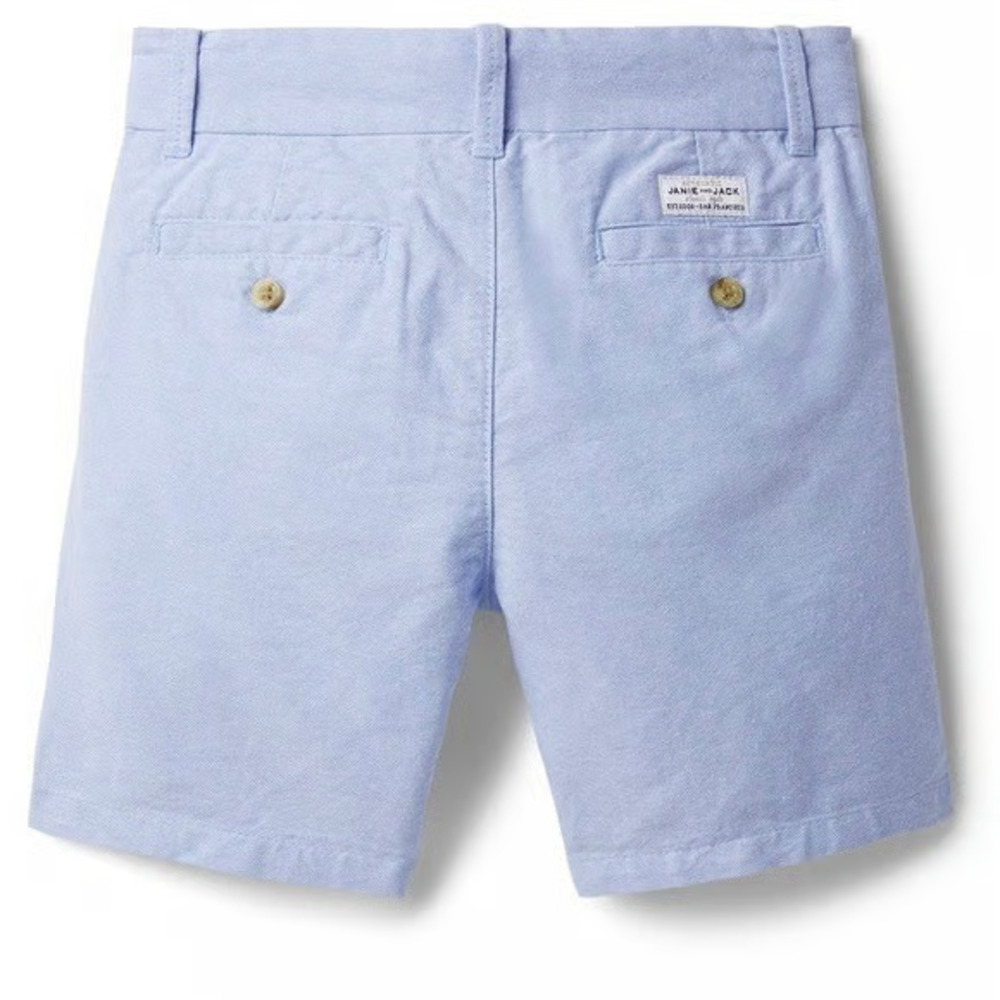 Janie and Jack Boys Shorts 16 Cotton Lavender Adjustable Waist Pockets Logo NWOT